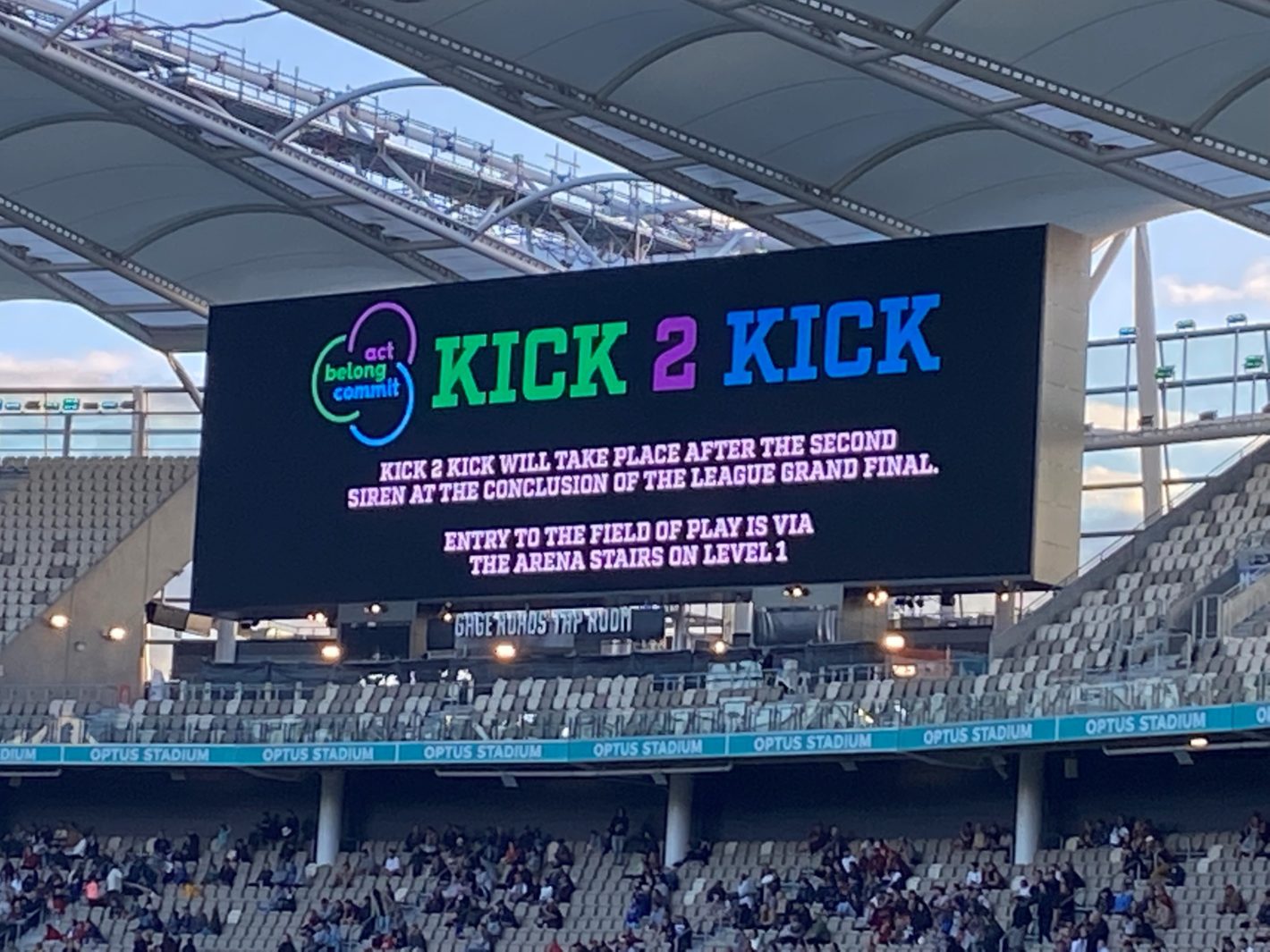 Billboard displaying text for Kick 2 Kick program