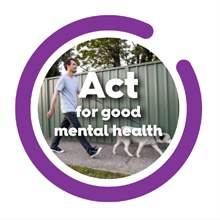 Act Belong Commit Social Media poster with text: Act for good mental health